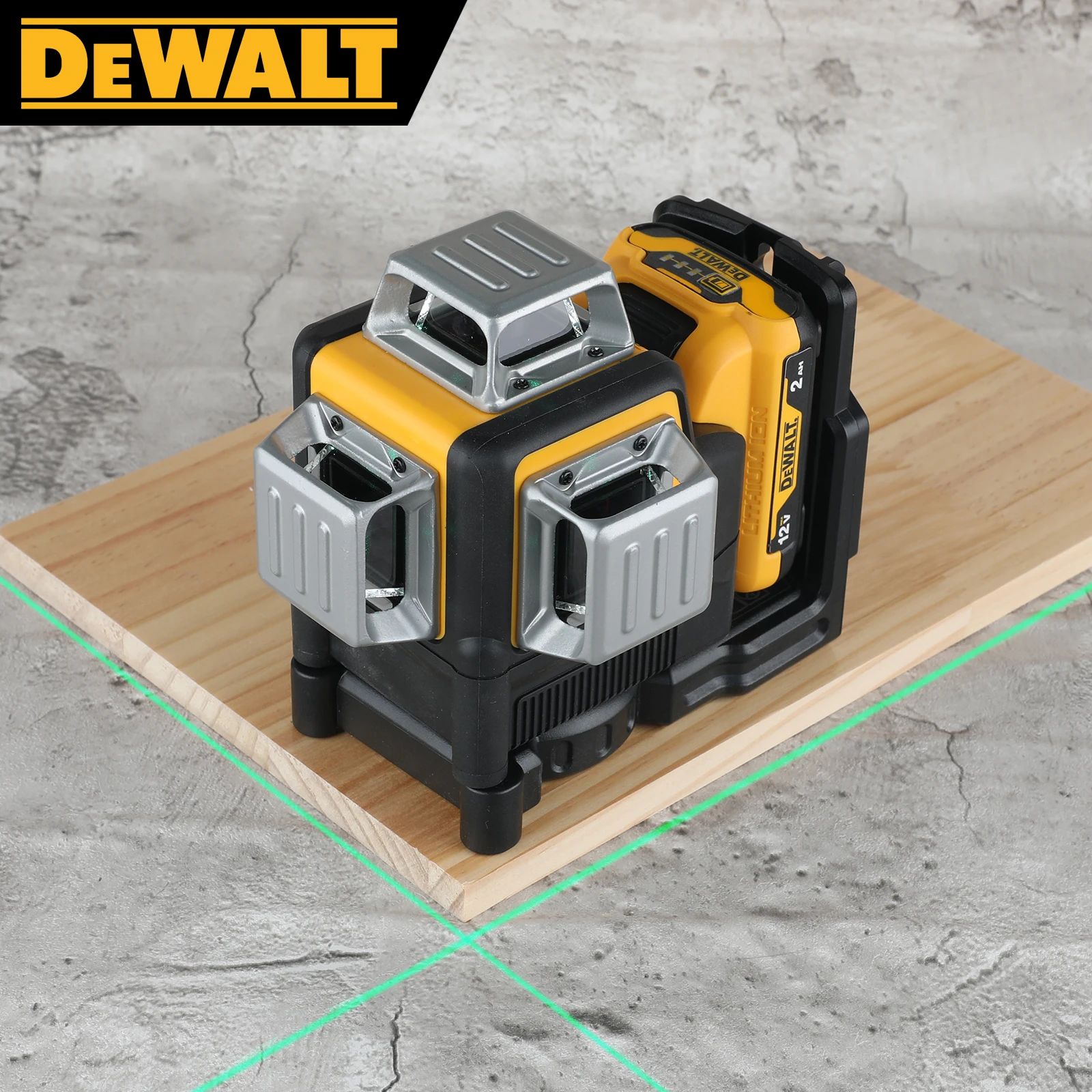Nivel Láser Dewalt DW089LG de 3 Líneas, 360 Grados Vertical, Batería de Litio de 12V, 12 Líneas, Nivel 360 Horizontal, Medidor Verde para Exteriores