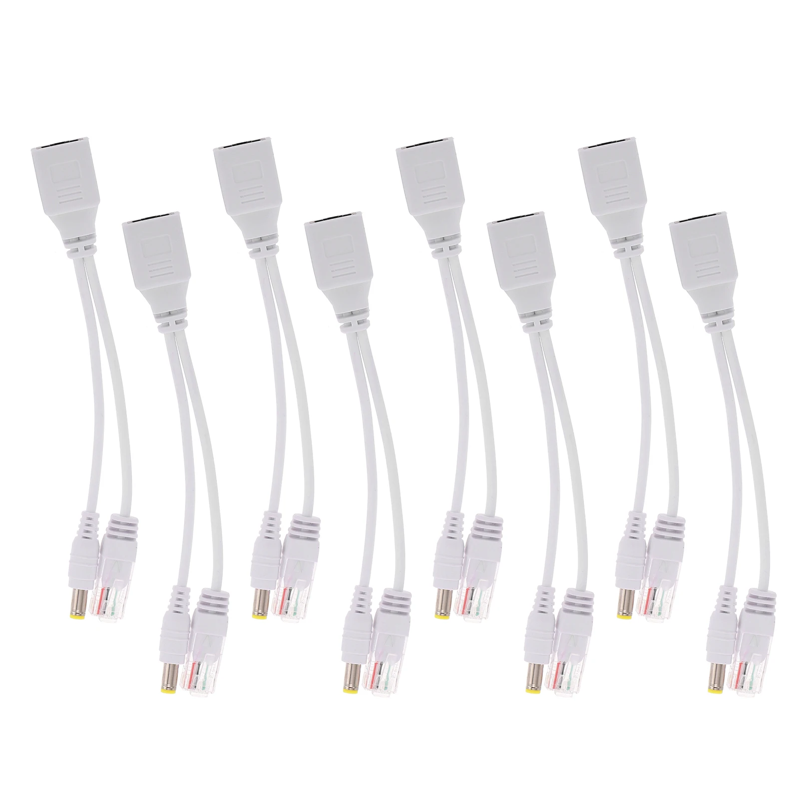 

8pcs Splitter Line Supply Adapter Black Male 4 Female 4 for Camera Router Network Monitoring Injector
