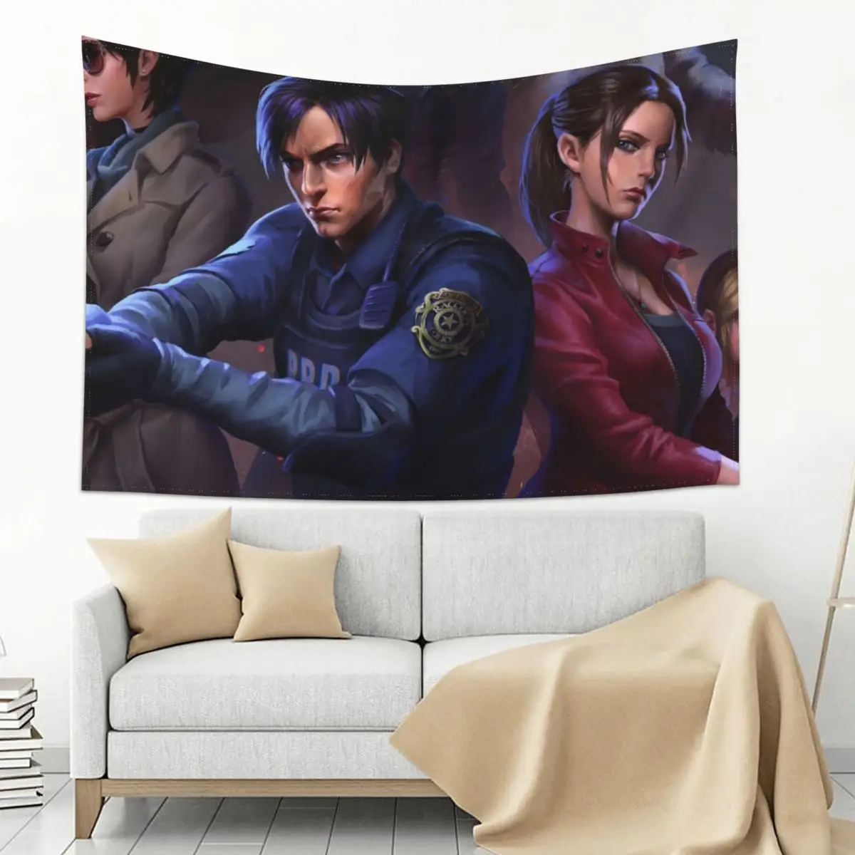 

Let's get out of Raccoon City! - Leon S. Kennedy, Ada Wong & Claire Redfield - RE2 Tapestry