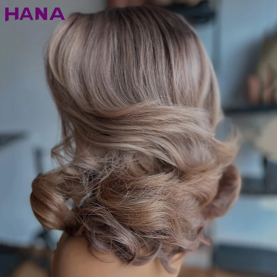 

Light Brown Color Lace 13x4 Transparent Lace Frontal Wig Remy Short Bob 200% Density Body Wave Human Hair Wavy Wig For Women