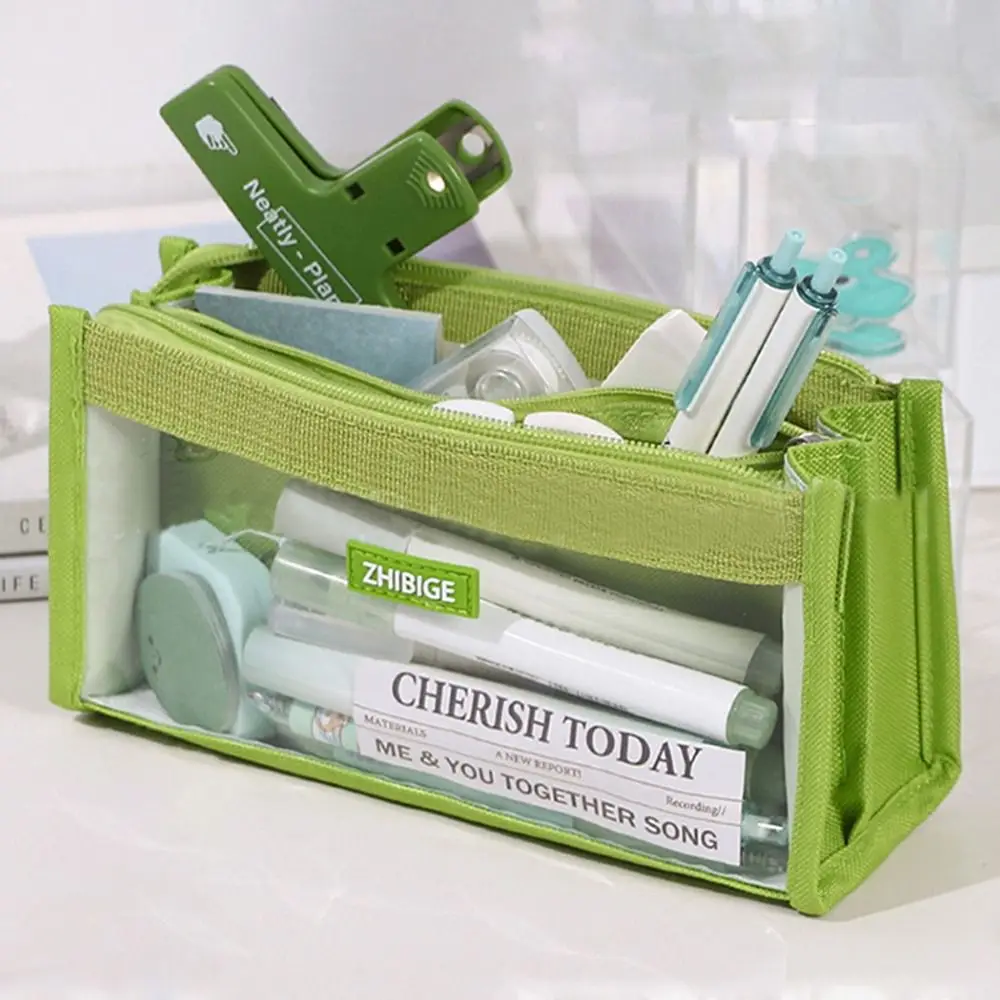 Learning Supplies Transparent Large Capacity Six Layer Pen Bag Stationery Organizer Pen Case Pencil Box