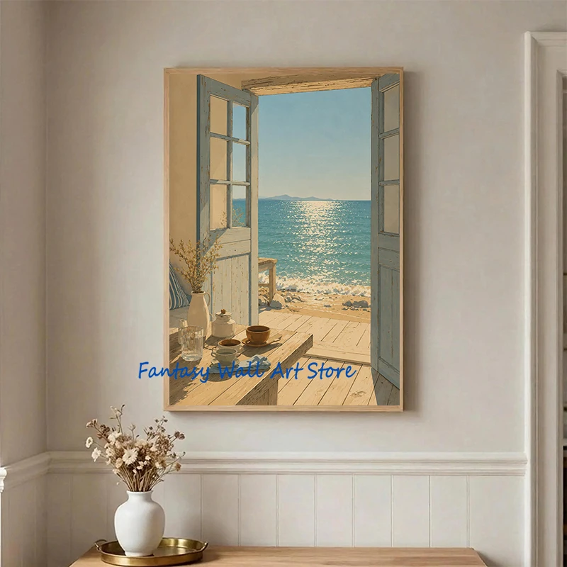 Mediterranean Coastal Yacht Party Sailboat Surfing Luxury Fashion Poster Canvas Print Summer Holiday Coastal Home Room Art Decor