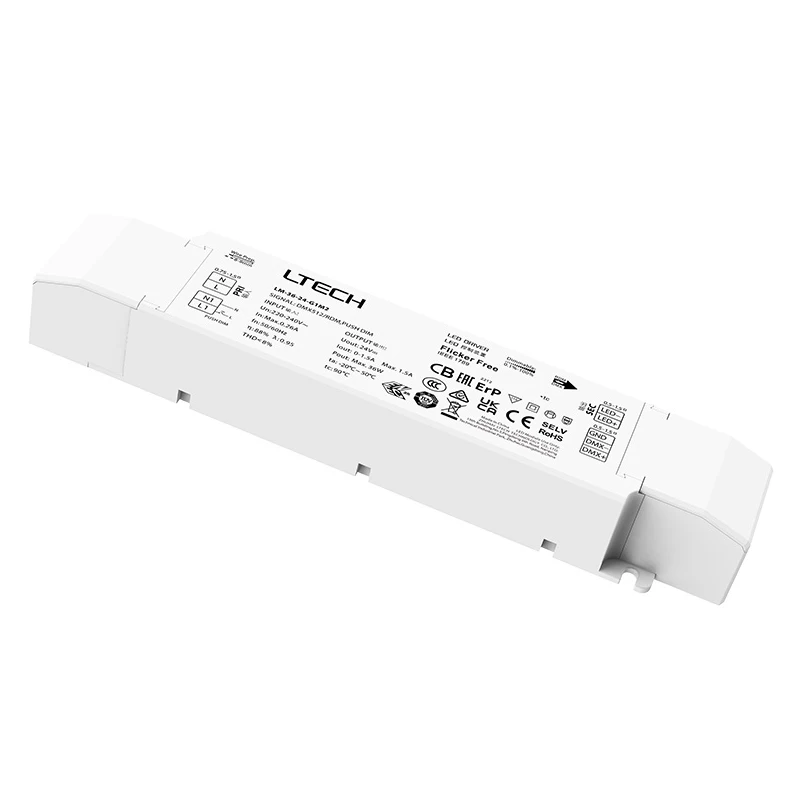 

LTECH DMX Dimmable Driver 36W 75W 100W 24V CV Constant Voltage DMX512/RDM AC 220-240V Dimming Lighting Transformer Push Dim