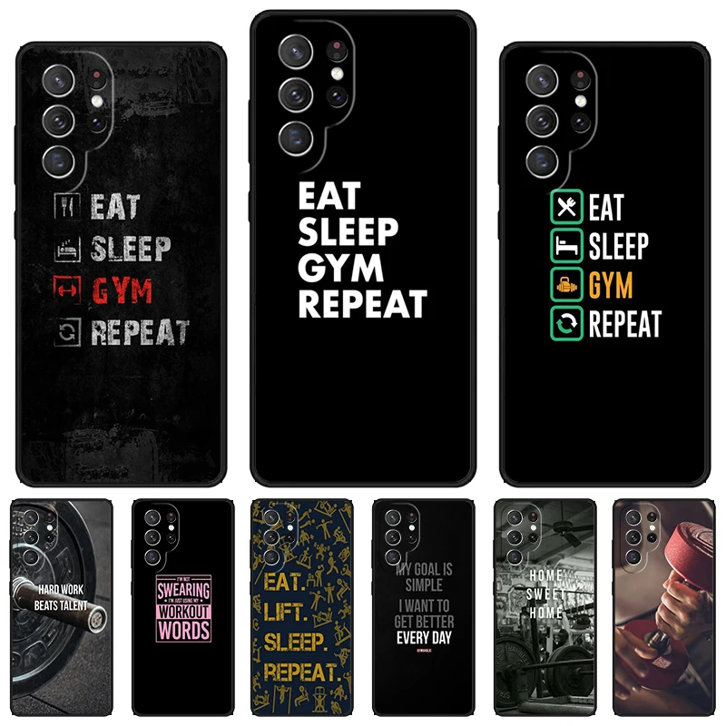 Motivational Gym Fitness phone case For Samsung Galaxy S24 S23 S22 Ultra Note 10 20 Plus S8 S9 S10 S20 S21 FE Cover