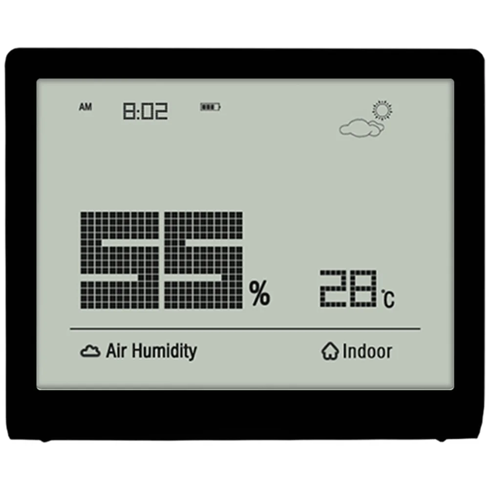 Digital Thermometer Hygrometer with Large Display for Indoor Outdoor Use Weather Prediction Time and Battery Level