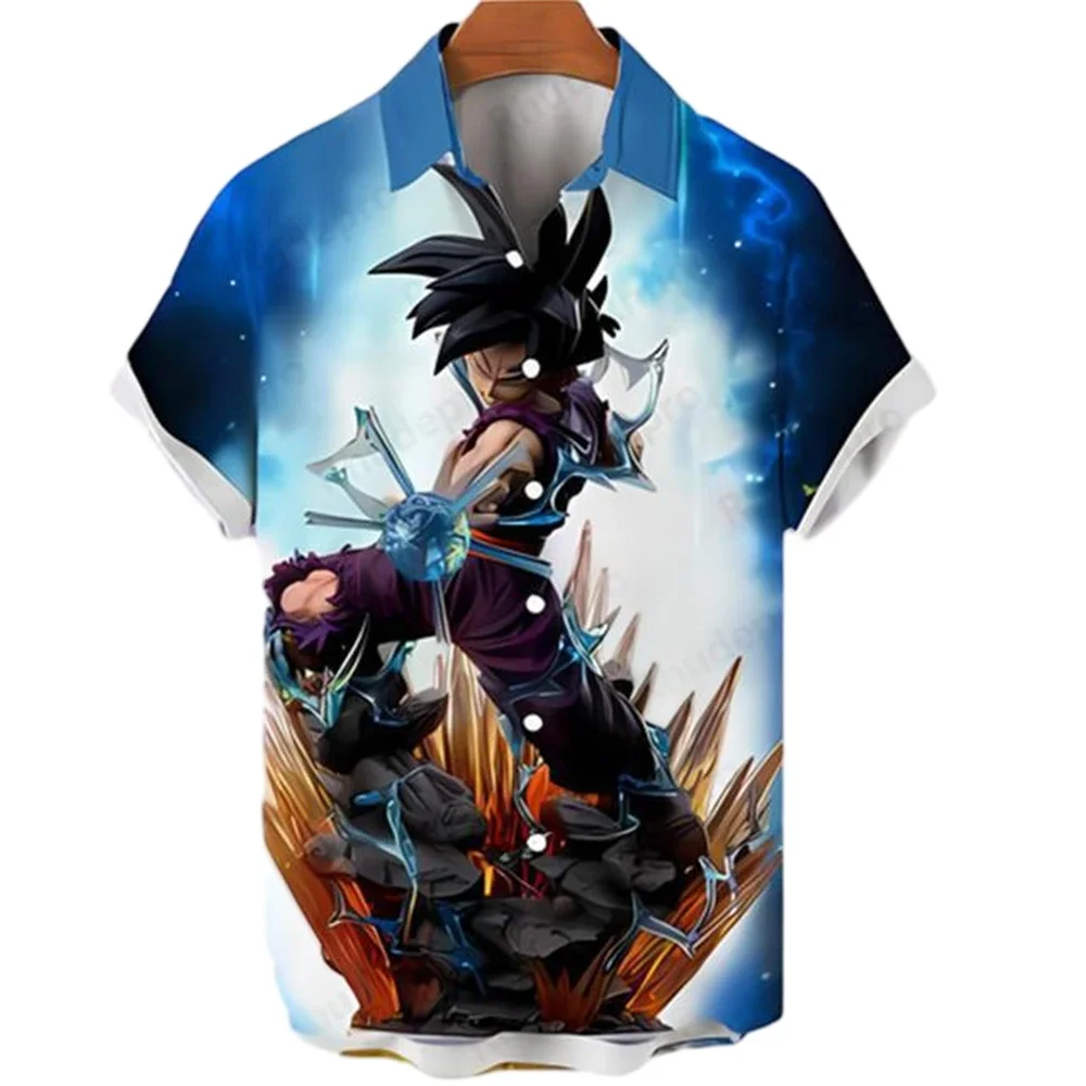 Summer Men's Vegeta Goku Super Saiyan Shirt Dragon Ball Shirt Men Anime Clothes Fashion Hawaiian Kakarot Tops