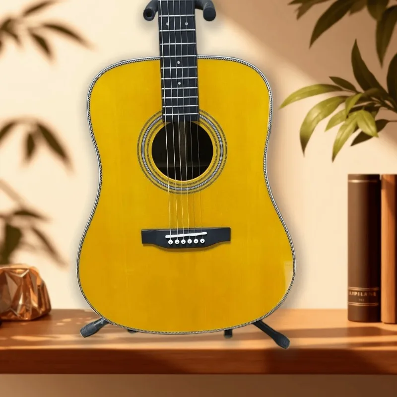 Hot Sales 41 Inch HD28 Acoustic Guitar Natural Yellow Glossy Finish Folk Guitar for Beginner Intermediate Player Unisex