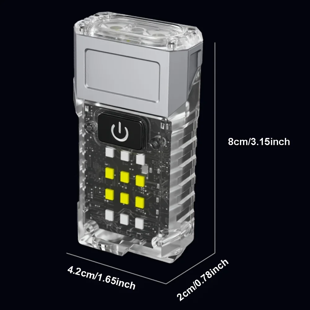 Keychain Light USB Rechargeable Torch Lamp Multifunctional Flashlight Outdoor Portable  Rotate and Fold 90° Work Light