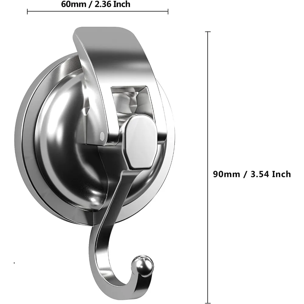 Heavy Duty Shower Hooks with Strong Suction Cups, No Drill Vacuum Hangers for Bathroom Storage,Easy Install & Reusable Wall Hook