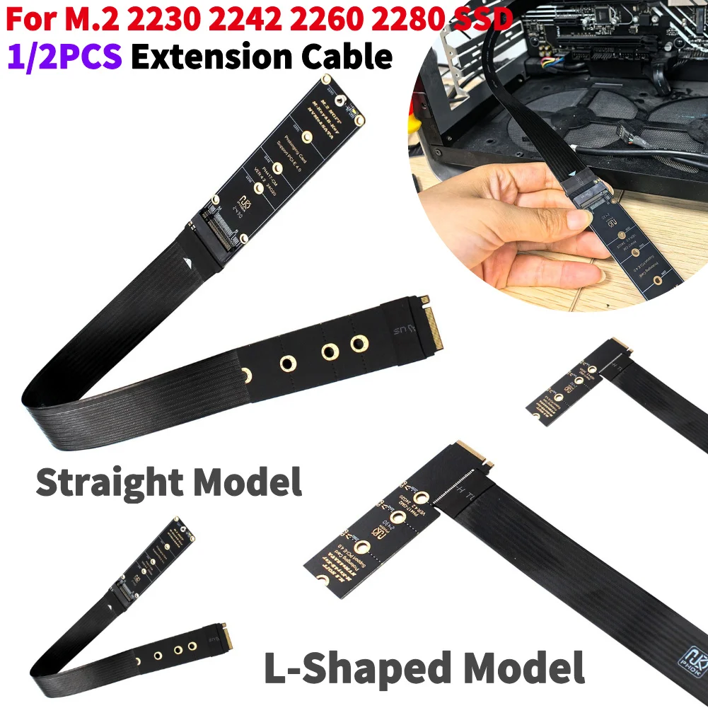 

Кабель-удлинитель M.2 NVMe SSD (1/2 шт.) с поддержкой PCIe 4.0, удлинитель M.2 SSD PCI-Express 4.0 X4 M Key для SSD M.2 2230 2242 2260 2280
