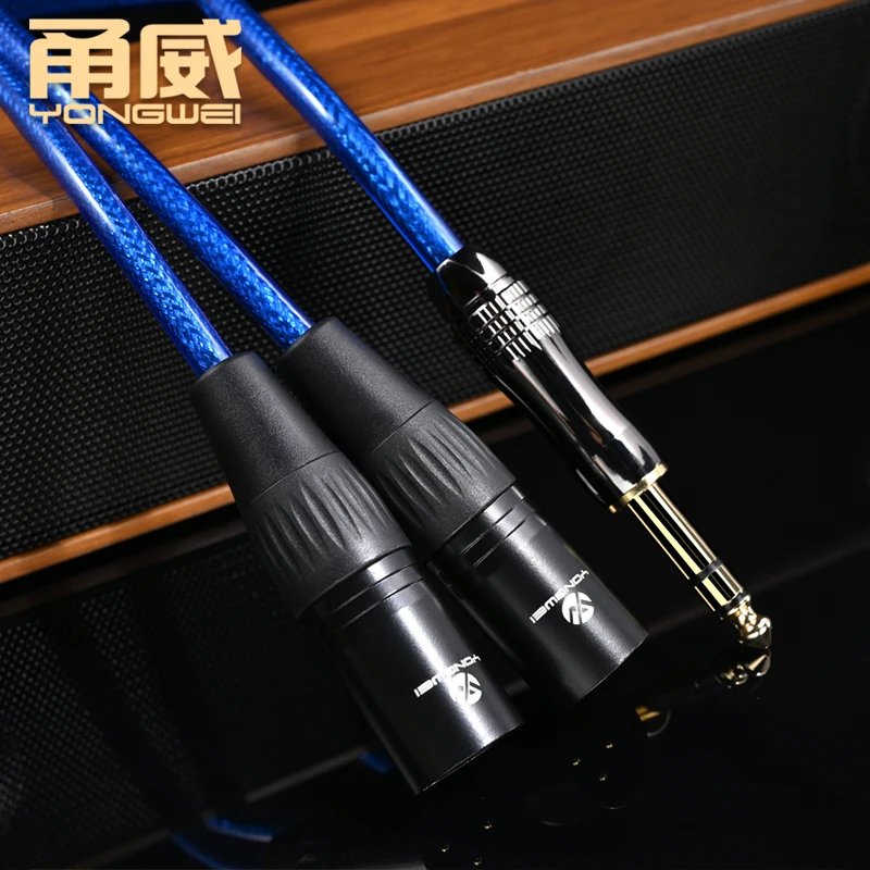 YONGWEI HiFi 6.5mm to 2XLR Audio Cable 6N gold plating 6.35mm to Dual XLR Female 3Pin Audio Cable for Amplifier Mixer Speaker