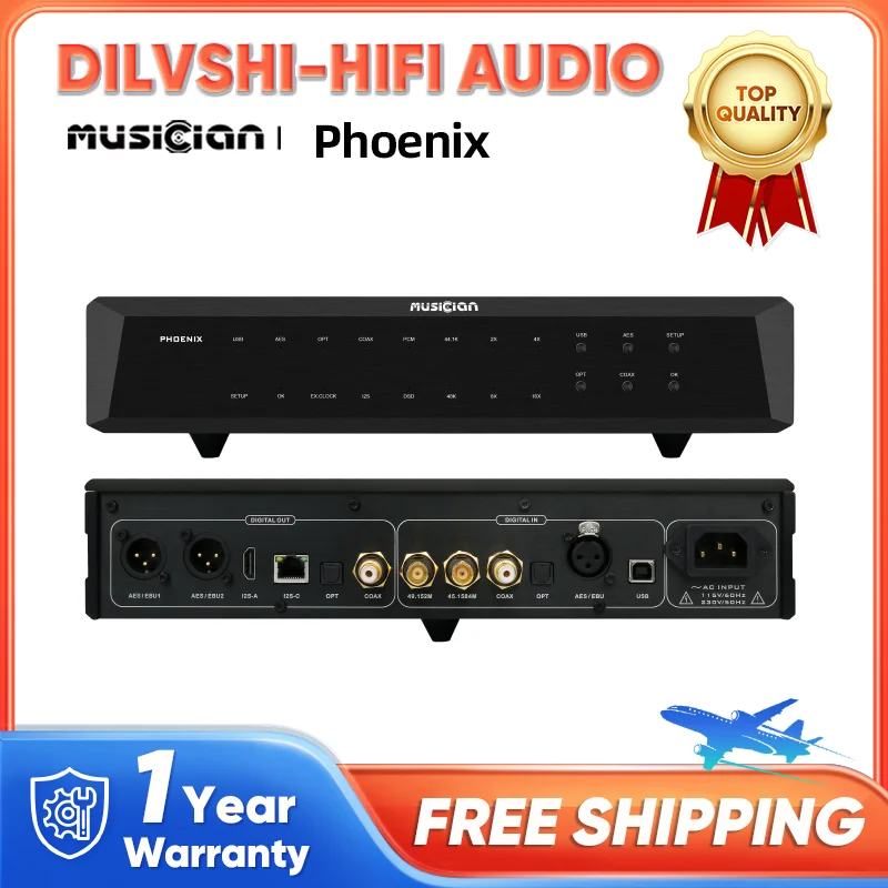 MUSICIAN PHOENIX I2S Interface EMP240 Decoding Digital FPGA Interface USB/Optical/Coaxial/AES/EUB/External Clock Inputs 768KHZ