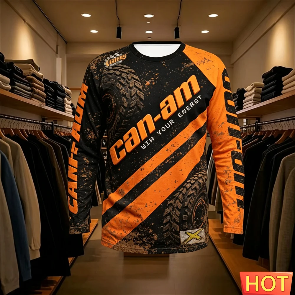 Motorcycle Racing Long Sleeve Round Neck T-shirt for Men and Women Fashion Can Am Team Long Sleeve T-shirt Sports Men's clothing view 3