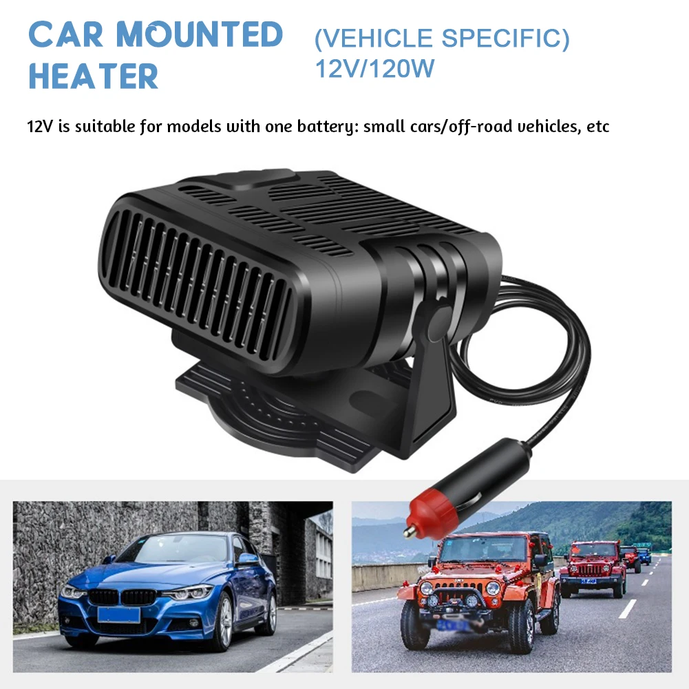 12V/24V Car Heater Fan 360 Degree Rotation Fast Heating Airs Heaters Low Noise Automotive Windshield Defroster Anti-Fog Heater