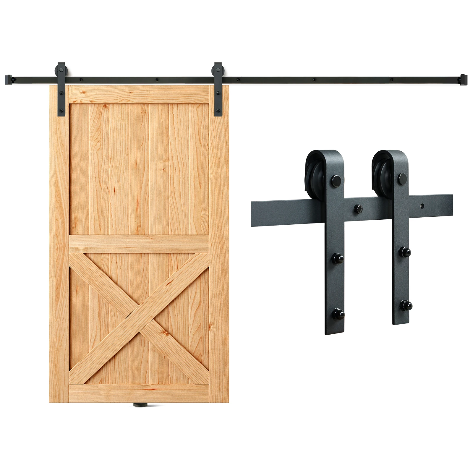 

VEVOR 8ft 10ft Classic Rail Sliding Barn Door Hardware Kit Single /Double Doors Track Hardware Sliding Door Wheel Track System