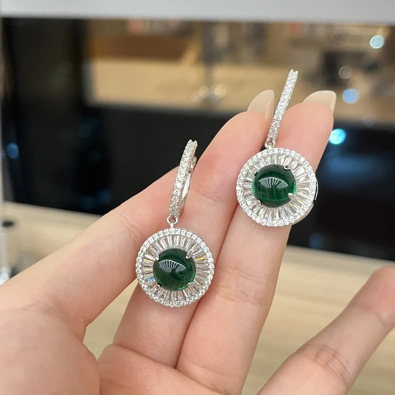 

Vintage Lab Jade Moissanite 925 sterling silver Dangle Earring Jewelry Party Wedding Drop Earrings for Women Bridal Jewelry