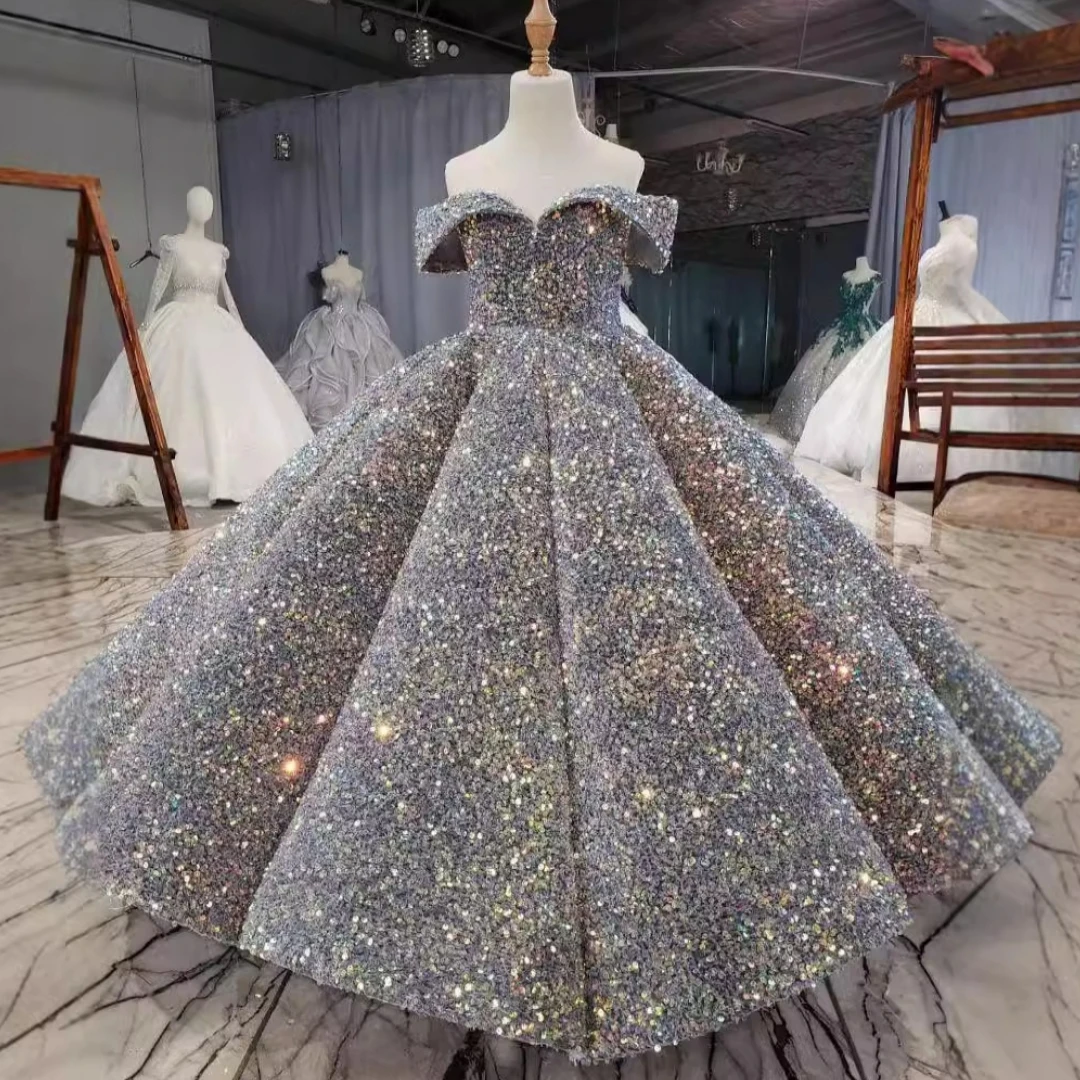 

Snvdzo Customized Flower Girl Pageant Dress Colorful Sequin Sleeveless For Wedding Birthday Party Banquet Holy Communion Gowns