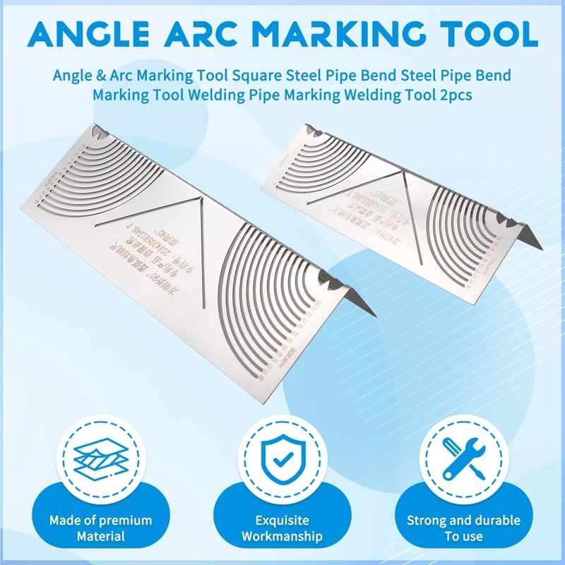 TOP Angle & Arc Marking Tool Square Steel Pipe Bend Steel Pipe Bend Marking Tool Welding Pipe Marking Welding Tool 2Pcs