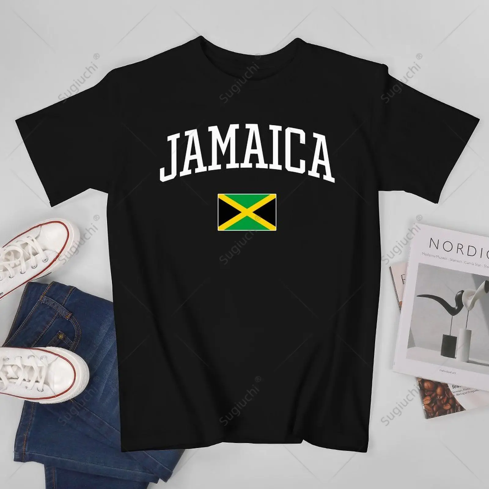 Unisex Men Vintage Flag of Jamaica Love Your Country Tshirt Tees T Shirts Women Boys 100% Cotton T-Shirt