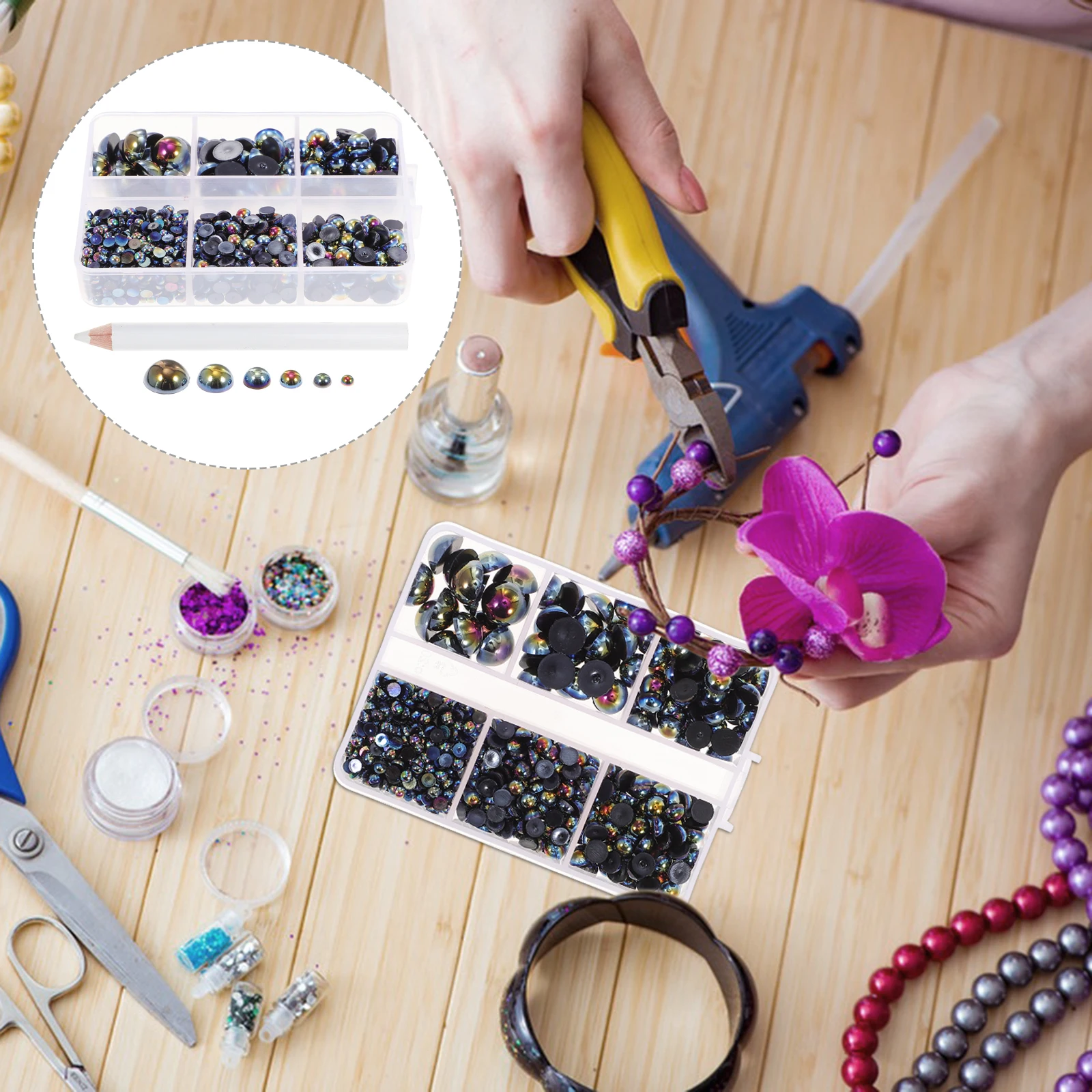 

Imitation Sticker Material Nail Semicircle Clothing Accessories Craft Half Scattered Beads