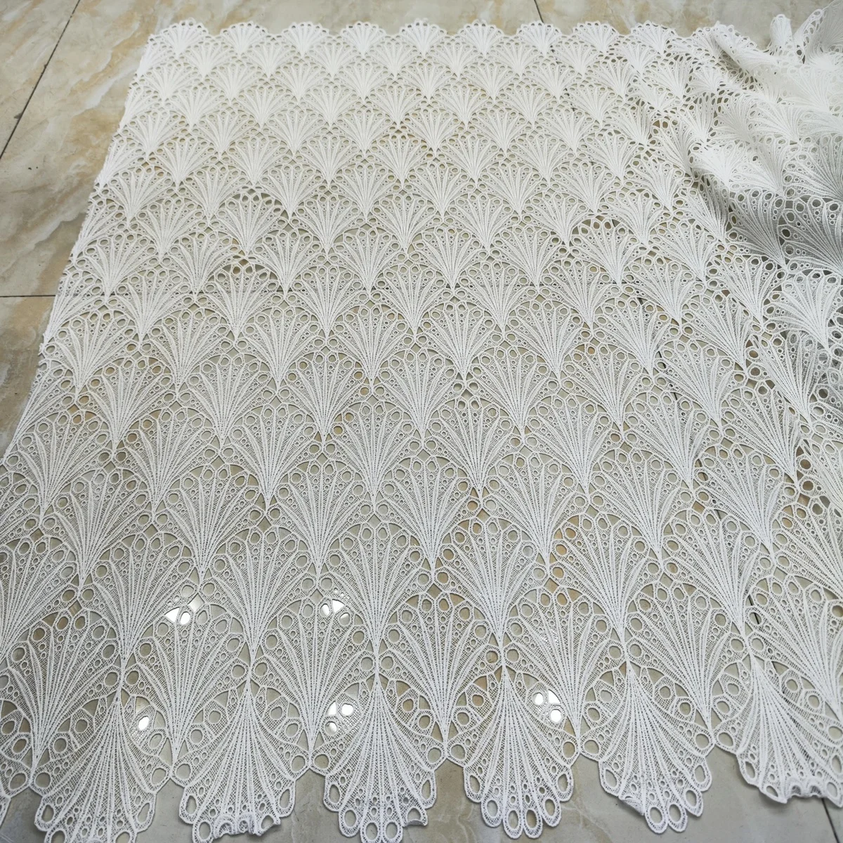 

White African Cord Guipure Lace Fabric Milk Silk Embroidery African Lace Fabric Nigerian Lace Fabric For Wedding Party LJFT2311