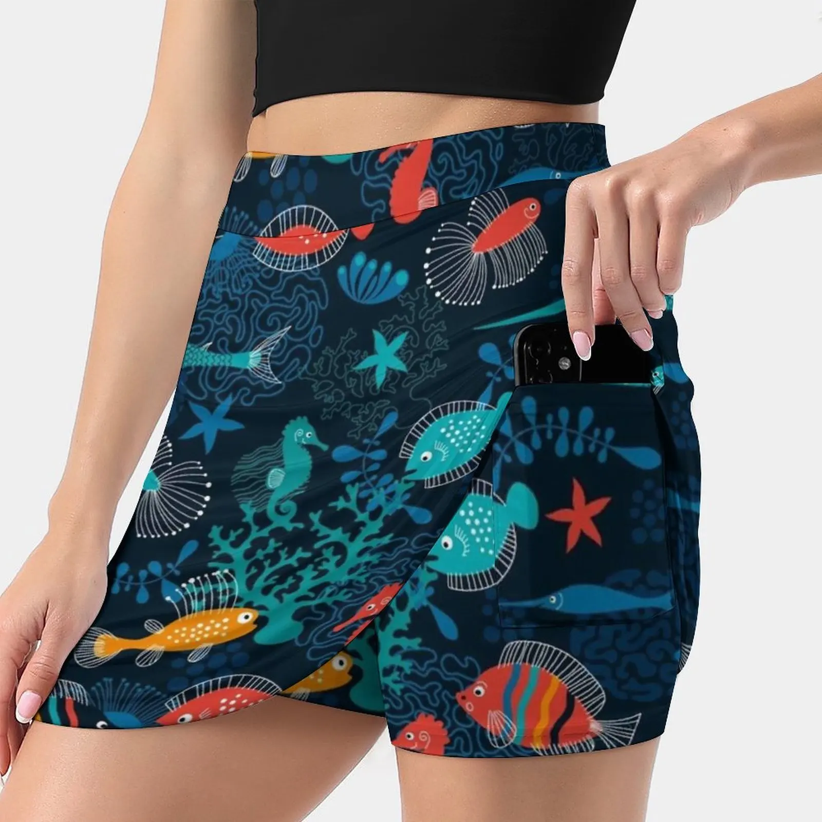 

Tropical Fish Under The Sea Korean Fashion Skirt Summer Skirts For Women Light Proof Trouser Skirt Ocean Fish Under The Sea Sea