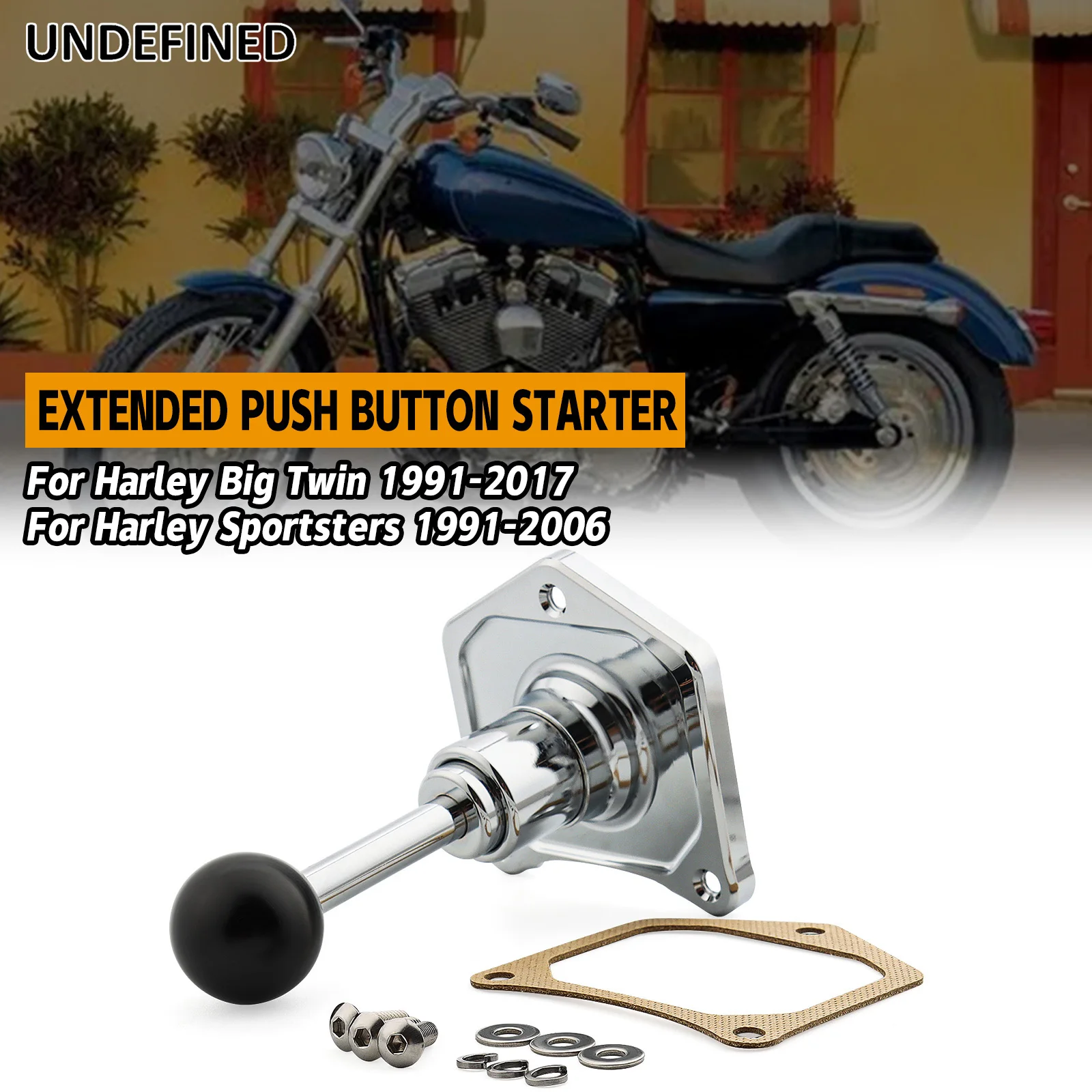Direkter Druckknopf-Startschalter für Harley Big Twin 1991-2017 Sportster 1991-2006 Aluminium mit verlängerter Reichweite Schwarz Chrom