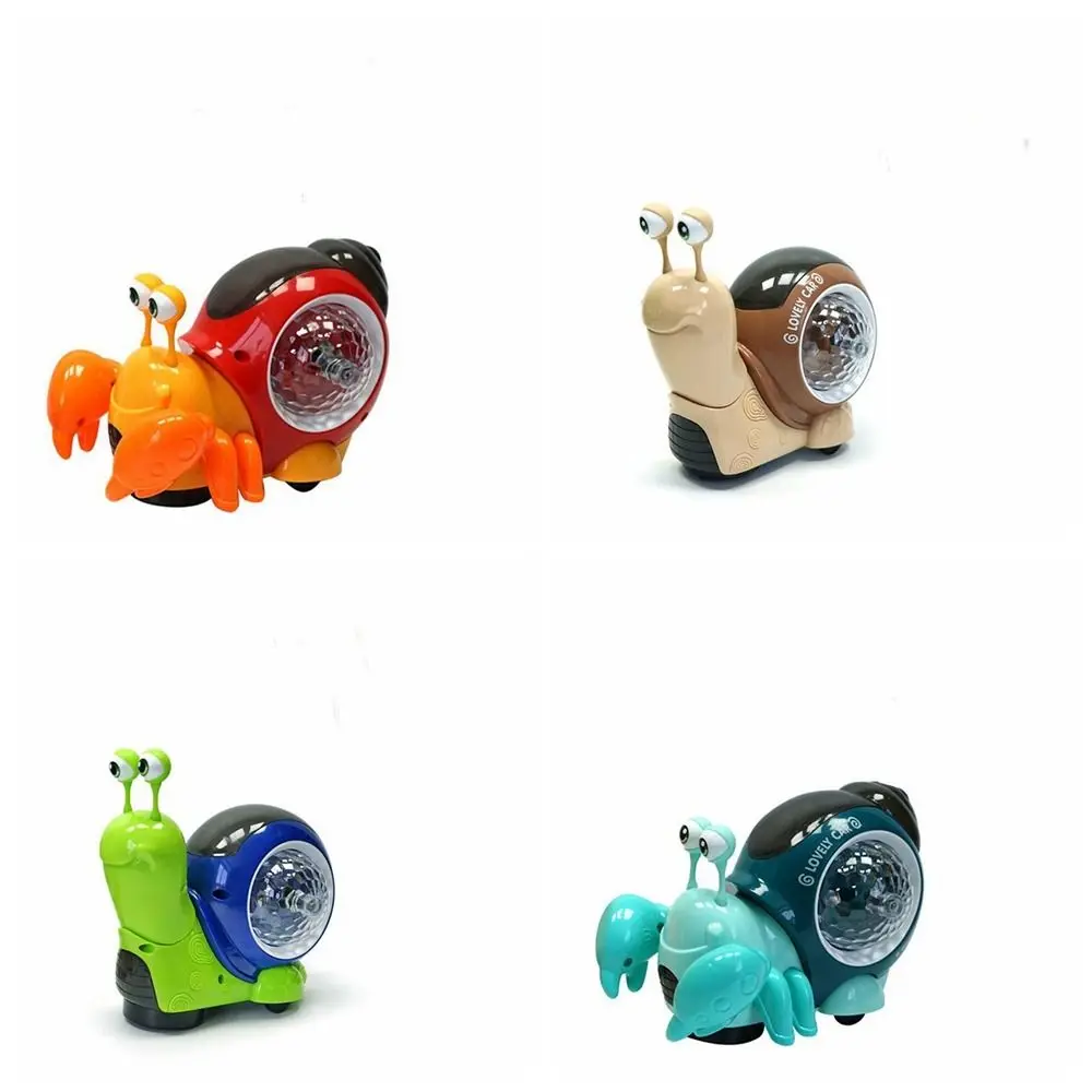 Plastic LED Light Crab Walking Toys With Music Early Education Dancing Hermit Crab Toys Walking Tummy Time Toy Snail Movable Toy