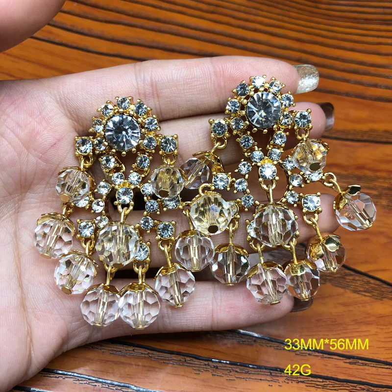 

Vintage Crystal Earrings Necklace Set Gold Plating Diamonds Pendant Elegant Drops Jewelry Accessories Birthday Gifts for Women