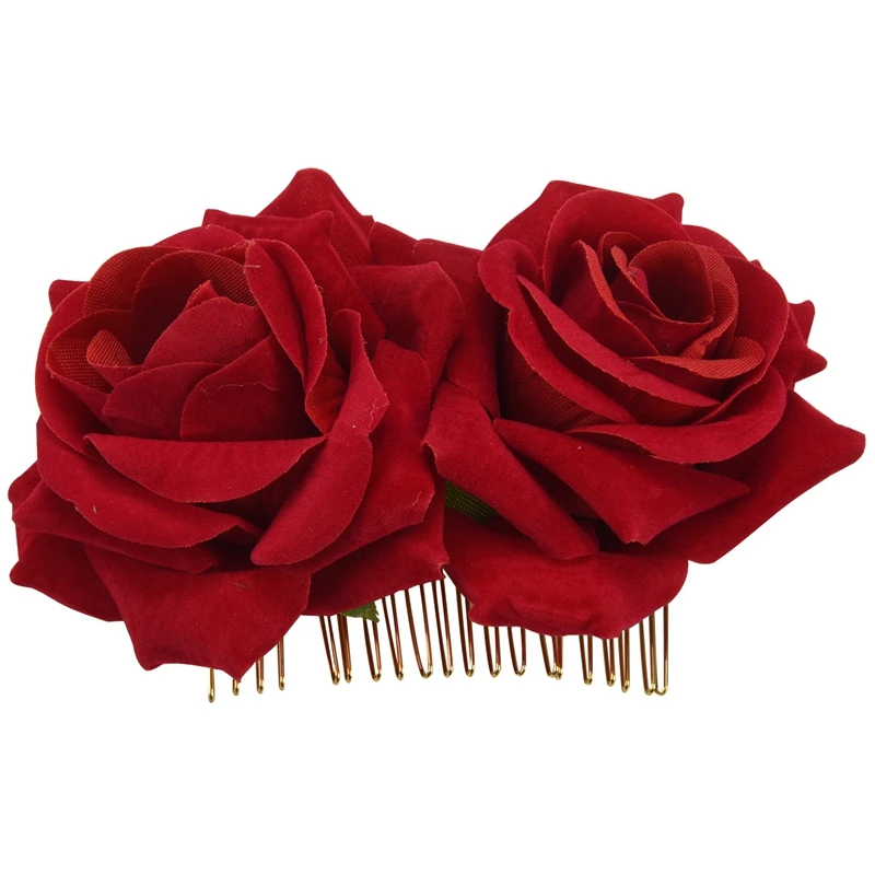 Pinza para el pelo con forma de flor rosa, Pin deslizante para bailarina de Flamenco, broche de flor, Clip para peinar el cabello para mujer,