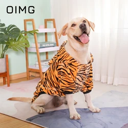 OIMG Autumn Winter Warm Medium Large Dogs Clothes Labrador Corky Golden Retriever Tiger Pattern Flannel Pet Dog Sweater Costume