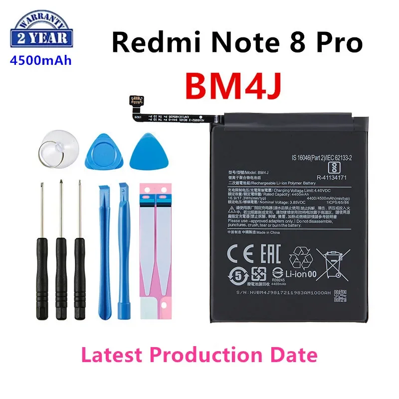 

100% Orginal BM4J 4500mAh Battery For Xiaomi Redmi Note 8 Pro Note8 Pro High Quality Phone Replacement Batteries +Tools