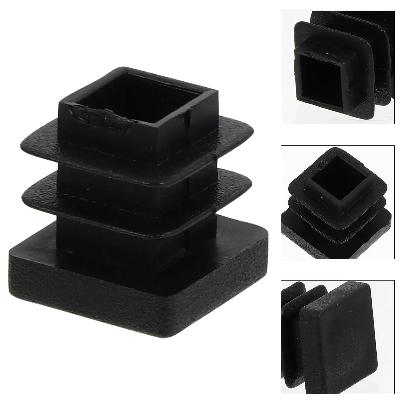 100pcs Square Plastic Furniture Leg Plugs – Black End Caps for Chairs, Tables, Noise Reduction & Floor Protection