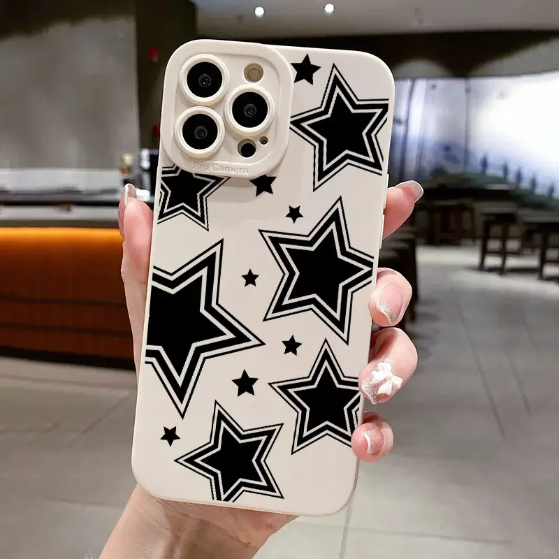 Black Stars Phone Case For Redmi 12C 10C Note 12 5G 12 13 Pro Plus 12S 11 10S 9 9S 11S 10 Pro Max 4G Matte Soft Silicone Cover