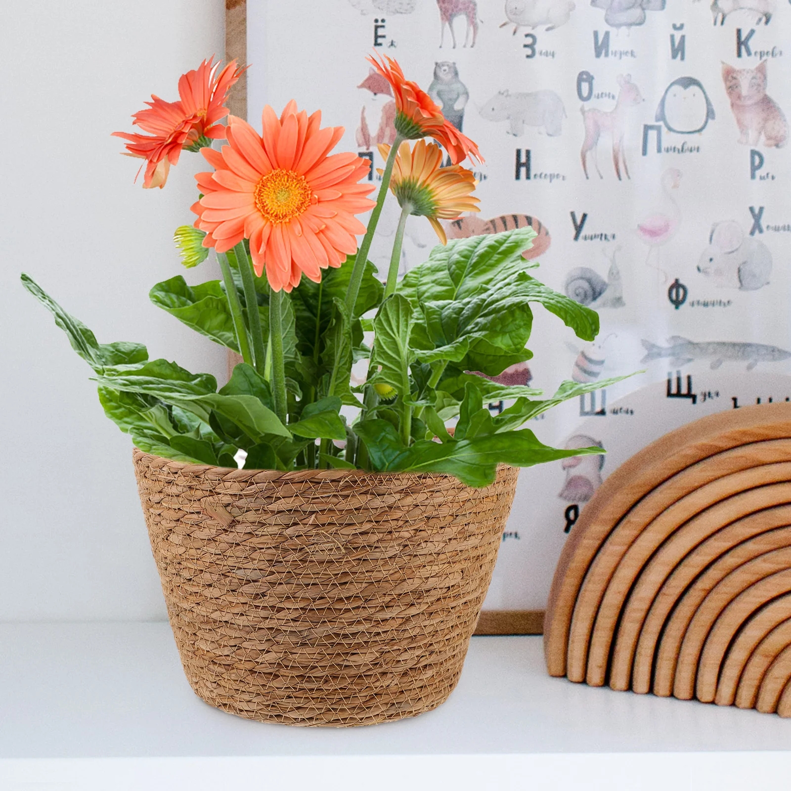 

2Pcs Woven Planter Basket Straw Flower Basket Rustic Handwoven Plant Pot Container for Indoor Outdoor Decorative Storage
