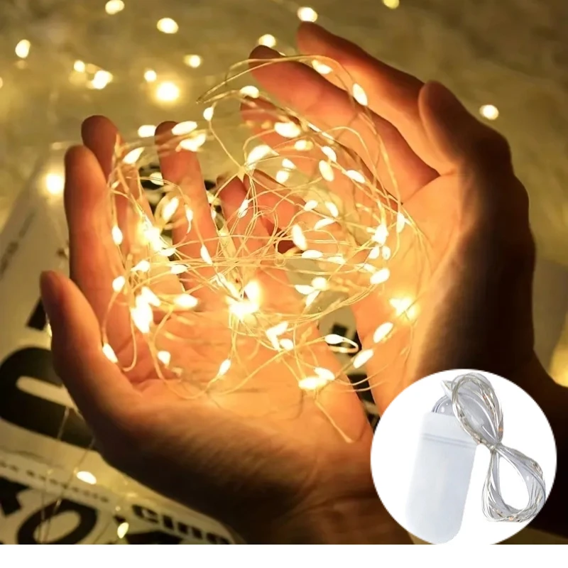 1PC Led String Light Copper Wire Button Battery Waterproof Small Color Lamp String Gift Box Atmosphere Decoration Lights