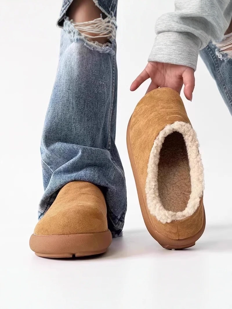 Men's Winter Warm Fleece Lined Moccasin Slippers Bucken Shoes Casual Comfortable Slip on Retro Potato Shape Trendy Shoes