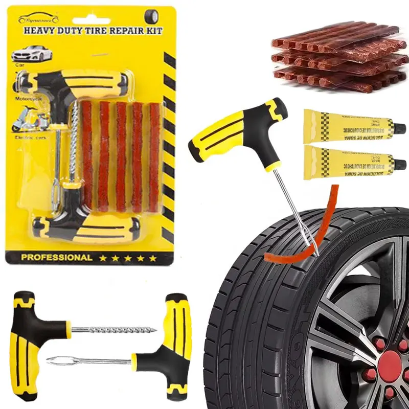 

Emergency Tyre Repair Kit Rubber Strips Nailing Tools Puncture Plugs Repair Glue Motorcycle Car Tyre Repair Parts
