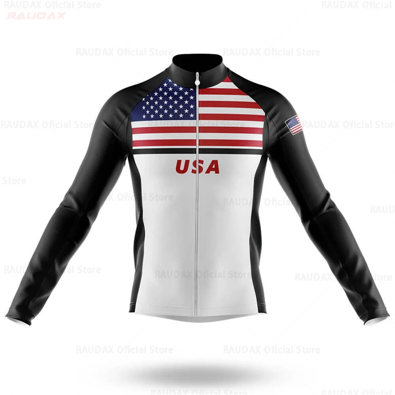 

USA 2022 Cycling Jersey Long Sleeve Spring&Autumn Cycling Clothing Mens Race Road Bike Shirts Bicycle Tops MTB Uniform Ropa