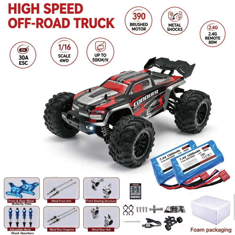 Scy Metal Upgrade 50KM/H 16101 16102 RC Car With 2.4G Radio Remote Control Cars Off-Road Control Trucks Boys Toy for Children