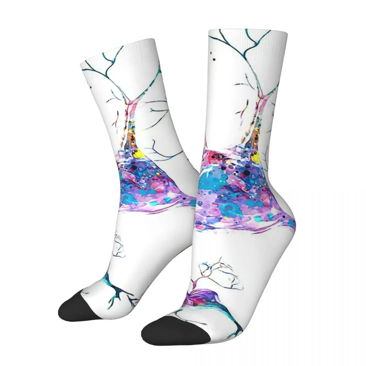 Neurotransmitters Neuron Synapse Socks Harajuku Sweat Absorbing Stockings All Season Long Socks Accessories for Unisex Gifts