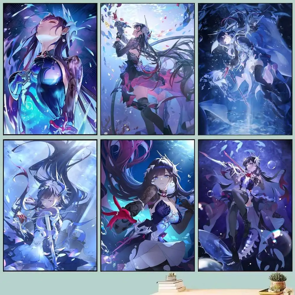 Anime Game Honkai Star Rail Hysilens Posters Self Adhesive Waterproof Ideal For Living Room Bedroom Bar Decoration