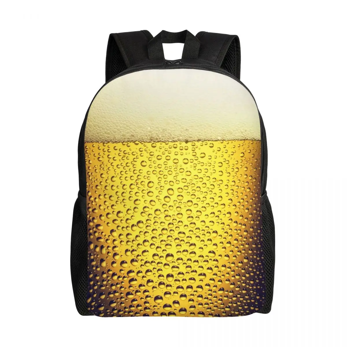 Custom Beer Realistic Bubbles Foam Backpacks Women Men Casual Bookbag for School College Drinking Lover Bags