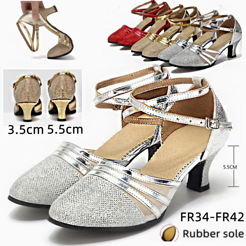 Women Outdoor Dance Shoes Girls Latin Modern Tango Salsa Dance Shoes Ladies Low Heel Closed Toe Dance Shoes