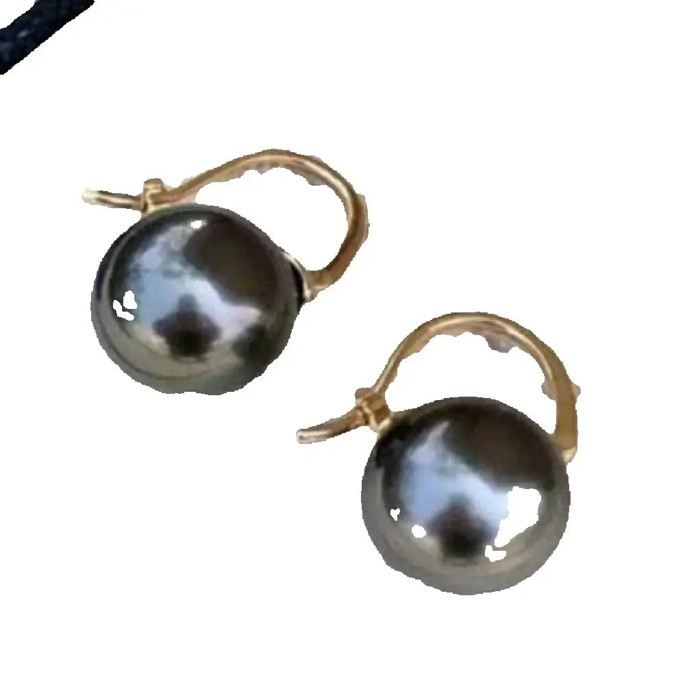 Highlights 16MM Black Shell Pearl Earrings 18K Thanksgiving Aquaculture Accessories  Mother\'s Day Christmas Easter Diy