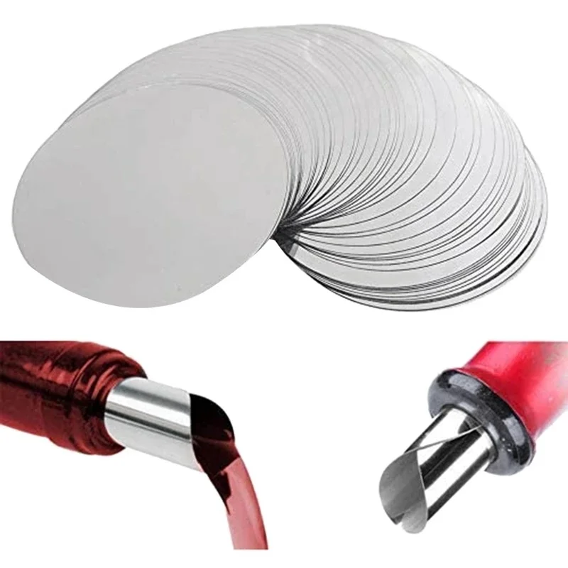 100pcs Silver Wine Pourer Drop Disc Thin and Reusable Pour Wine Whisky Foil Silver Drop Pouring Disks