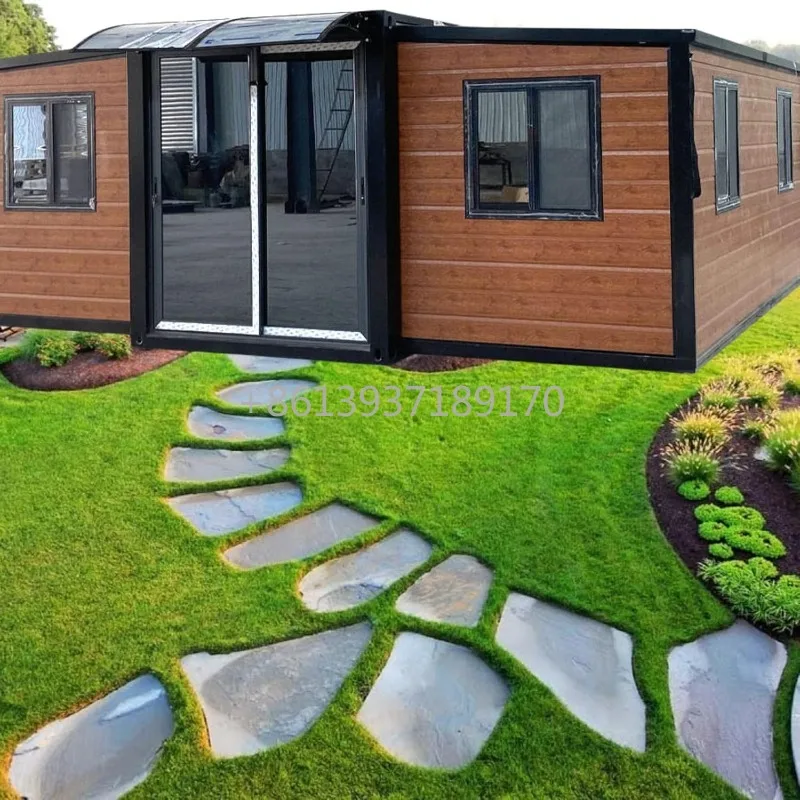 Modern Prefab Container House with Sliding Glass Door & Windows – Portable Expandable Home Office, Cabin, or Guest House