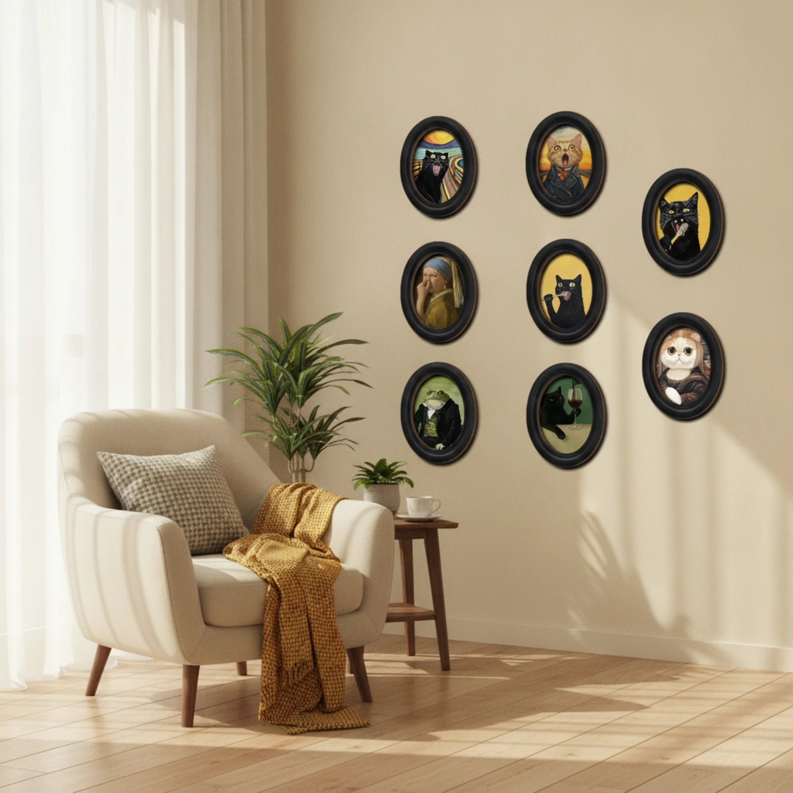 8-pecas-de-arte-de-parede-com-tema-de-gato-placas-de-madeira-e-impressoes-em-tela-vintage-estilo-fazenda-e-cottagecore-emolduradas-ovalmente-para-quarto-de-dormitorio