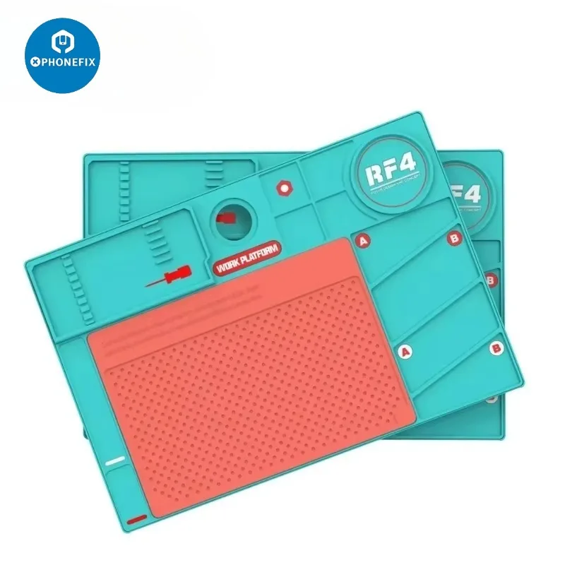 RF4 RF-PO2 BGA Alas Solder Silikon Antistatis Tahan Panas 260X380MM Platform Pemeliharaan Mikroskop Bantalan Perbaikan Elektronik