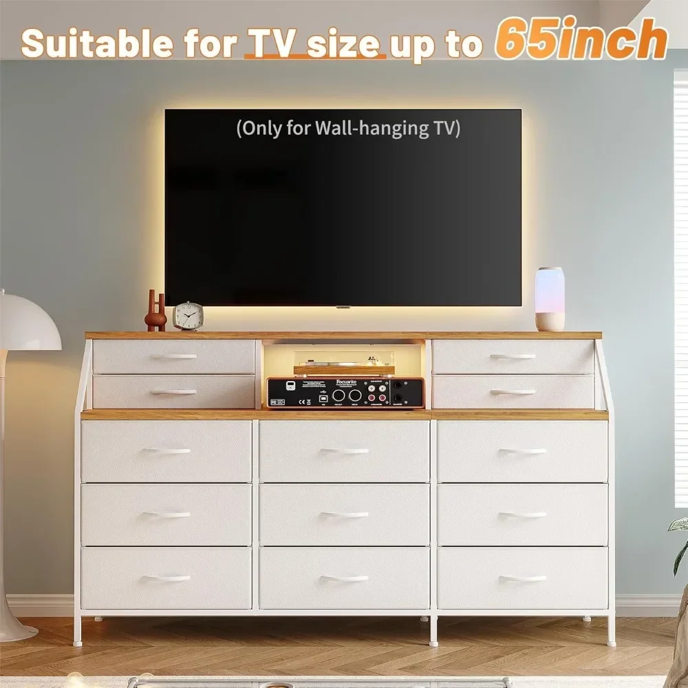 55”W White Dresser, Dresser for Bedroom, Dresser with 13 Large Drawer, Dressers & Chests of Drawers, White Dresser for Bedroom image 6